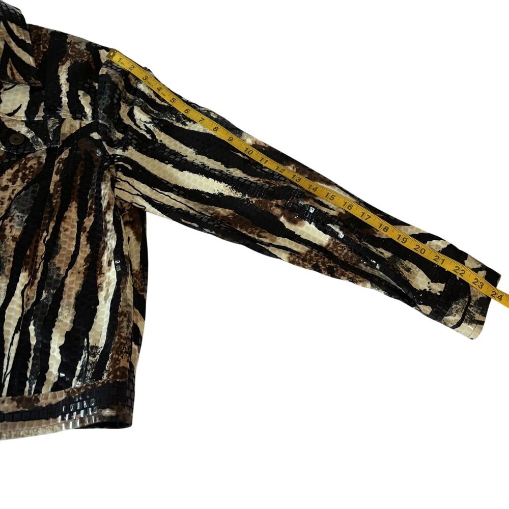 Animal Print Sequin Button-Up Jacket By Notations… - image 7